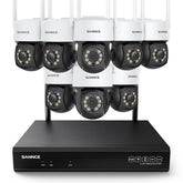 3MP 10-Channel Wireless CCTV PT Camera System, 8MP NVR, 3MP Pan & Tilt WiFi IP Cameras, Audio Recording, AI Human Detection, Work With Alexa (8xPTZ camera and 8MP 10CH NVR)